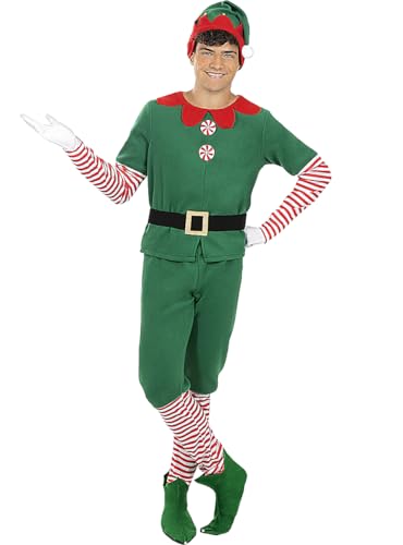 Funidelia | Elfen Kostüm für Herren ▶ Weihnachtself, Weihnachten, Wichtel - Kostüme für Erwachsene & Verkleidung für Partys, Karneval & Halloween - Größe XL - Grün