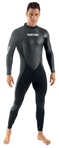 Seac Anzug Emotion 1.5mm Ultraflex für alle Wassersportarten, Schwimmen, Schnorcheln, Frei- und Gerätetauchen, schwarz / grau, XL