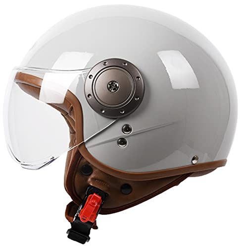 Motorradhelm mit offenem Gesicht 3/4-Jet-helm HD-Visier in W-Form ECE-zertifizierter leichter halbbedeckender Schutzhelm für Herren Damen herausnehmbares Futter Ohrmuscheln I,54-61CM