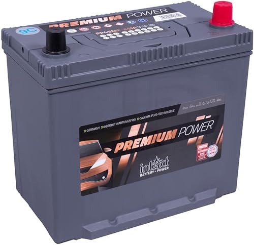 intAct Premium-Power PP45MF-ASIA Starterbatterie 12V 45Ah, 390A (EN) Kaltstartstrom, wartungsfreie Autobatterie mit bis zu 30% mehr Leistung und 1,5-fach schnellerem Laden