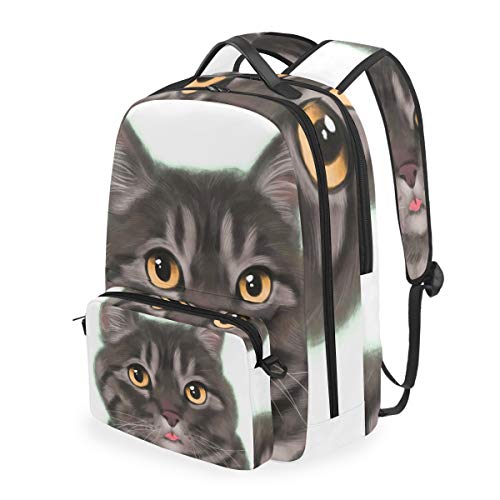 MONTOJ Rucksack mit abnehmbarer Kreuztasche, getigerte Katze, Grau