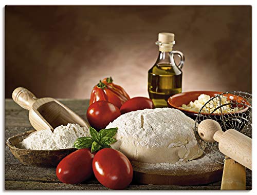 Artland Qualitätsbilder I Bild auf Leinwand Leinwandbilder Wandbilder 100 x 50 cm Gemüse Digitale Kunst Bunt D3BK Mediterran Italien Essen Nudeln Käse Wurst Kräutern Gewürzen