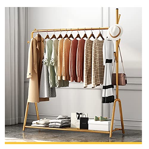 Kleiderständer aus Metall mit oberer Stange und Ablageboden unten, Wäscheständer zum Aufhängen von Kleidung, Garderobenständer für Schlafzimmer