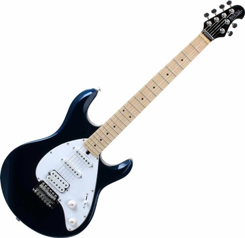 Rocktile Pro MM250-MB E-Gitarre (2 Singlecoils, 1 Humbucker, 22 Bünde, Lindenholz Korpus, Ahorn Hals, 1 Volume- und 1 Tone-Poti, PickUp-Wahlschalter, Weißes Schlagbrett) metallic blue