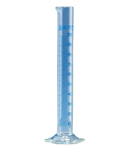Messzylinder, hohe Form, BLAUBRAND, A, DE-M gekennz. 500 ml: 5 ml, Boro 3.3