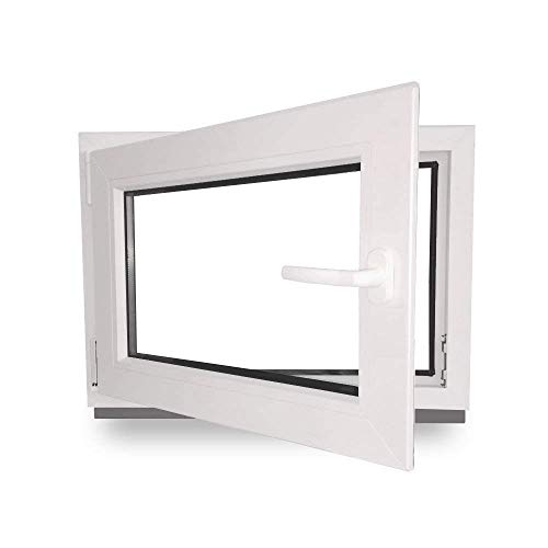 Kellerfenster - Kunststoff - Fenster - weiß - BxH: 50 x 100 cm - 500 x 1000 mm - DIN Links - 3 fach Verglasung - 60 mm Profil