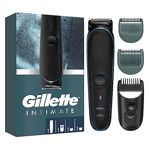 Gillette Intimate Trimmer Herren i5 für den Intimbereich, SkinFirst Intimrasierer Mann mit lebenslang scharfen Klingen, wasserdicht, kabellos für Nass- und Trockenanwendung