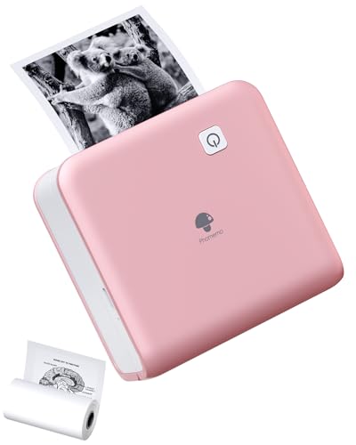 Phomemo Bluetooth Drucker Thermofotodrucker Mini Aufkleber Drucker Handy Taschendrucker 300 DPI Auflösung für iOS und Android Systeme, Geeignet für Studien, Fotodruck, Arbeit, Memo, Pink