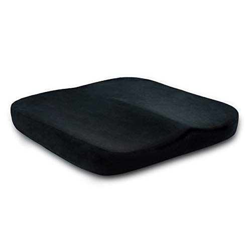 MHGLOVES Tragbares Komfortkissen, orthopädisches Komfort-Memory-Foam-Sitzkissen, quadratisches Schmerzlinderungskissen mit abnehmbarem Bezug für Rollstuhl, Bürostühle (1 Stück),Black Soft