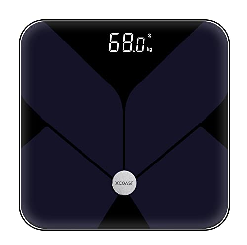 XCOAST WELLISCALE Smart Waage Bluetooth - Körperanalysewaage mit App - Körperfettwaage - Fitnesswaage (Schwarz)