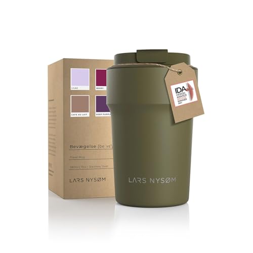 LARS NYSØM Thermo Kaffeebecher-to-go 380ml | BPA-freier Travel Mug 0.38 Liter mit Isolierung | Auslaufsicherer Edelstahl Thermobecher für Kaffee und Tee unterwegs | Teebecher