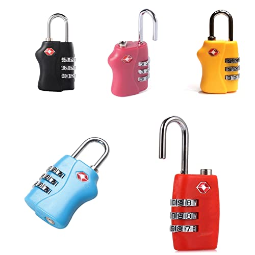 Shatchi 6195-TSA-LOCKS-ANY-2PK Gepäckschlösser, 3 Reisekoffer, Zahlenschloss in verschiedenen Farben, 2 Stück