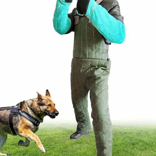 DDZJTPP Hundetrainingsanzug - Hundebiss-Trainingsanzug - Einteiliger Anti-Biss-Anzug mit Handschuhen zum Training des Umgangs mit Tieren,A-M