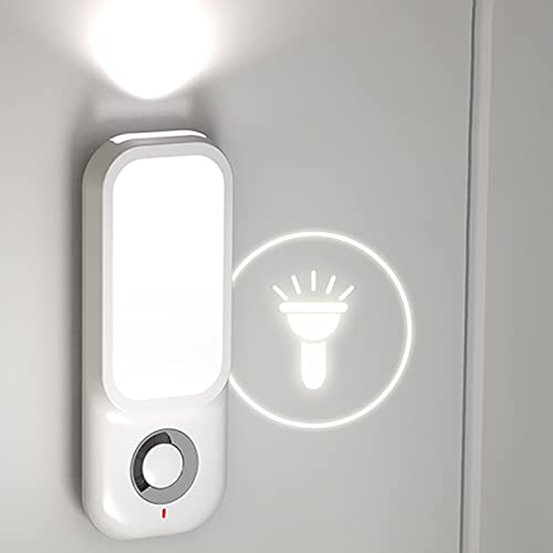 LED Bewegungsmelder Steckdosen Nachtlicht, 5W Dimmbar Kabellos Aufladbar mit Schalter, Weiß Schlafzimmer Nachttisch Nachtlichter, für Schrank Kinderzimmer Flur Küche Treppe