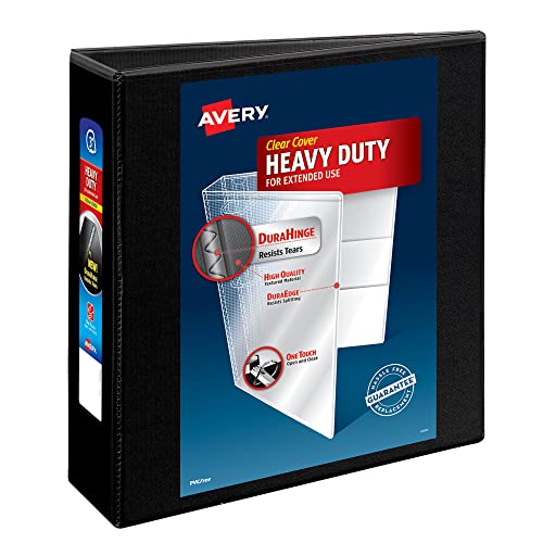 Avery Heavy-Duty View 3 Ringbuch, 3 Zoll One Touch schräge Ringe, 8,9 cm Rücken, 1 schwarzer Ordner (79100)