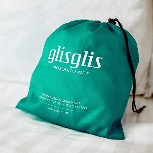 GlisGlis Green Pyramide – Moskitonetz für Zuhause und Reisen, Doppelbett, Gummizug im Boden, Eingang mit Reißverschluss, Beutel Inklusive