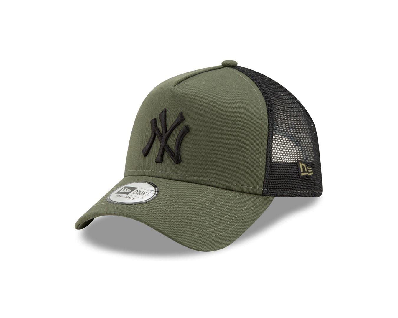 New Era New York Yankees MLB League Essential Olive Black A-Frame Adjustable Trucker Cap - One-Size