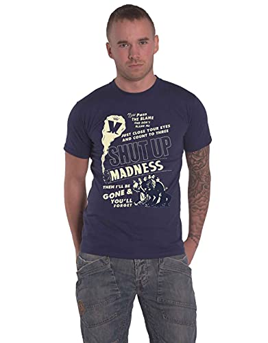 Madness T Shirt Shut Up Band Logo Nue offiziell Herren Navy Blau XXL