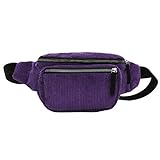 Fenical Gürteltasche Cord Gürteltasche mit Reißverschluss Brusttasche Schlinge Reisetaschen für Mädchen Frau Damen - lila