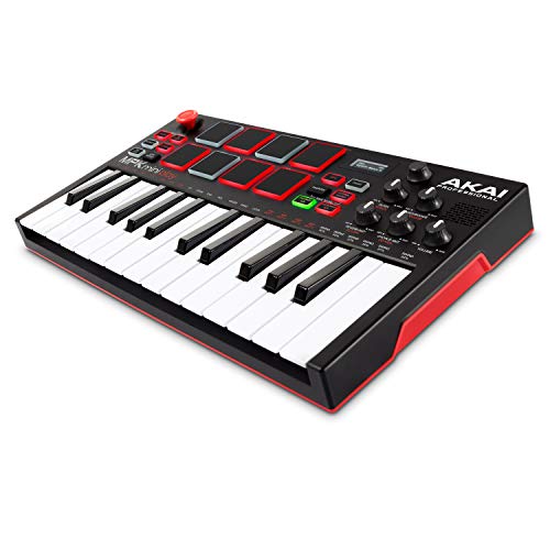 AKAI Professional MPK Mini Play – Standalone Mini Keyboard USB Controller mit eingebautem Lautsprecher, Pads im MPC-Stil, On-board Effekte, 128 Instrumenten, 10 Drum-Sounds, Software Suite