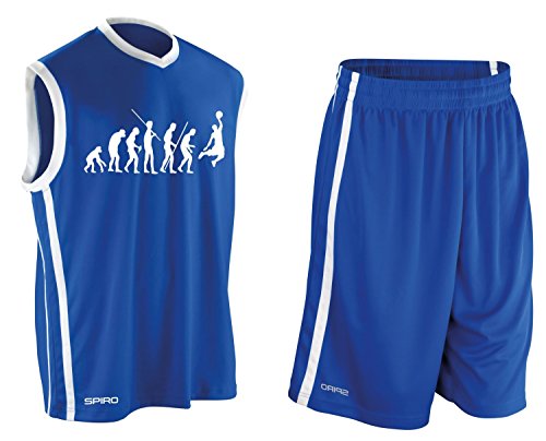 Coole-Fun-T-Shirts Basketball - Evolution ! Trikot Tank mit Hose Shirt Blau Gr.M