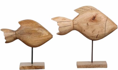 Marrakesch 2er Set Fisch Deko Aufsteller 28cm Groß | Dekoobjekt Fisk als Tischdeko Fensterbankdeko
