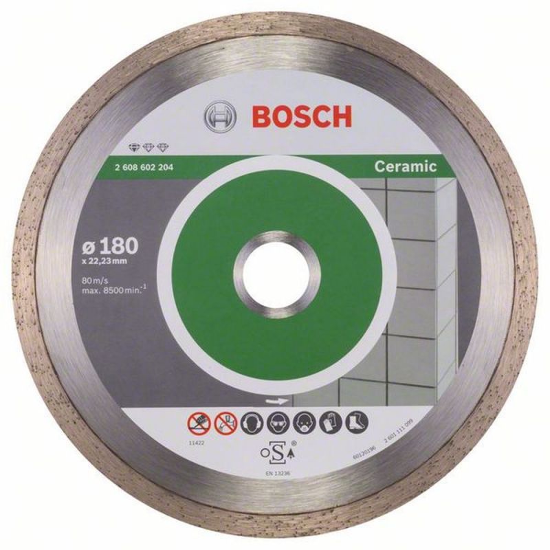Bosch Diamanttrennscheibe Standard for Ceramic, 180 x 22,23 x 1,6 x 7 mm, 1er-Pack 2608602204