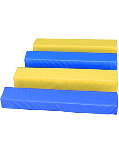 SPORTIKEL24 Agility Soft-Weitsprung – Agility Long-Jump – Weitsprung mit 4 Balken, gelb & blau – für Agility-Turnier & Training
