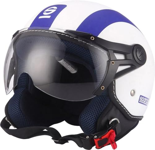 Sparco Riders Helm Demi-Jet, Weiß/Blau Matt, Größe XS