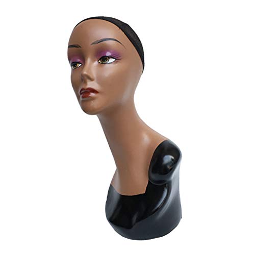 Weiblicher Schaufensterpuppenkopf mit Make Up Perückenhalter Zum Darstellen von Hut, Maske, Perücke - Schwarz