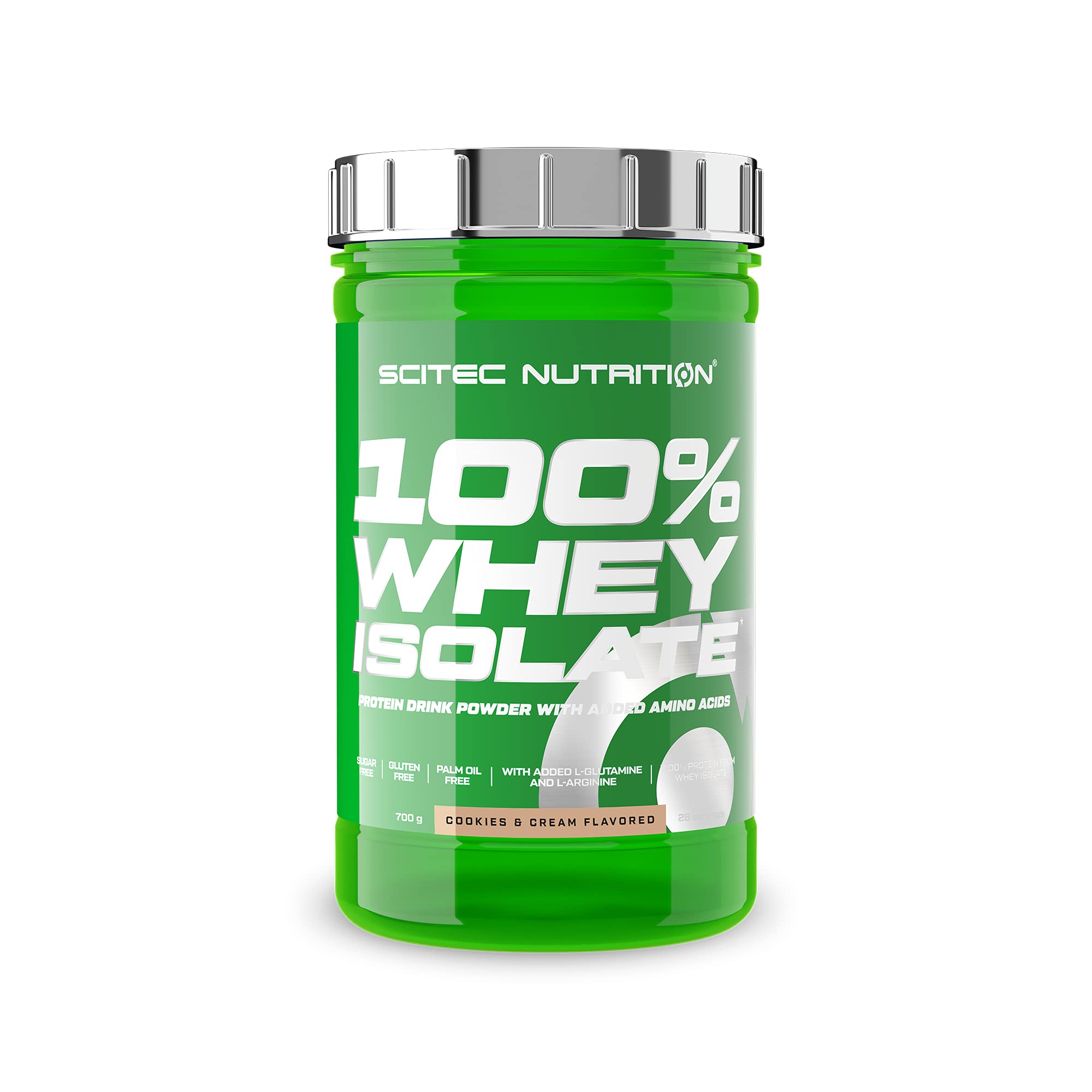 Scitec Nutrition 100% Whey Isolate - Reine Proteinleistung mit BCAAs - Glutamin & Arginin - Zucker- & Glutenfreie Formel, 700g, Cookies & Cream