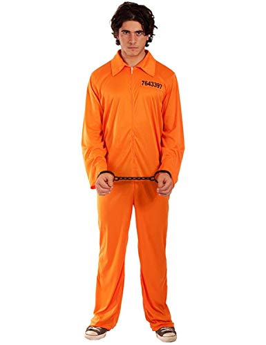 ORION COSTUMES Herren Strafgefangenenkleidung Orange Overall Halloween MaskenKostüm
