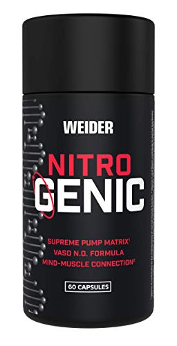 Weider Nitro-Genic Pre-Workout Pump Caps mit ViNitrox & Vaso6, ohne Koffein, Fitness, 60 Kapseln