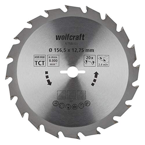 wolfcraft 1 Kreissägeblatt Hm, 20 Zähne ø156,5mm