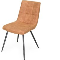 MÖBEL IDEAL Stuhl Lina Polsterstuhl in Terracotta/Braun mit Stuhlnbeinen im Vintagelook in Grau/Schwarz - 2 er Set
