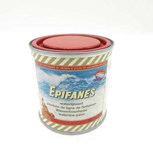 Epifanes 0,25L 1-K Wasserlinienfarbe Bootslack für Wasserlinie Wasserpass hochglänzend Bootsfarbe Lackfarbe, Farbe:rot
