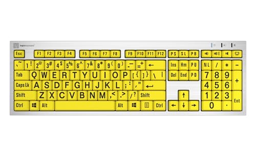 LogicKeyboard xlprint PC Slim Line-Tastatur mit großen Print, schwarz auf gelb