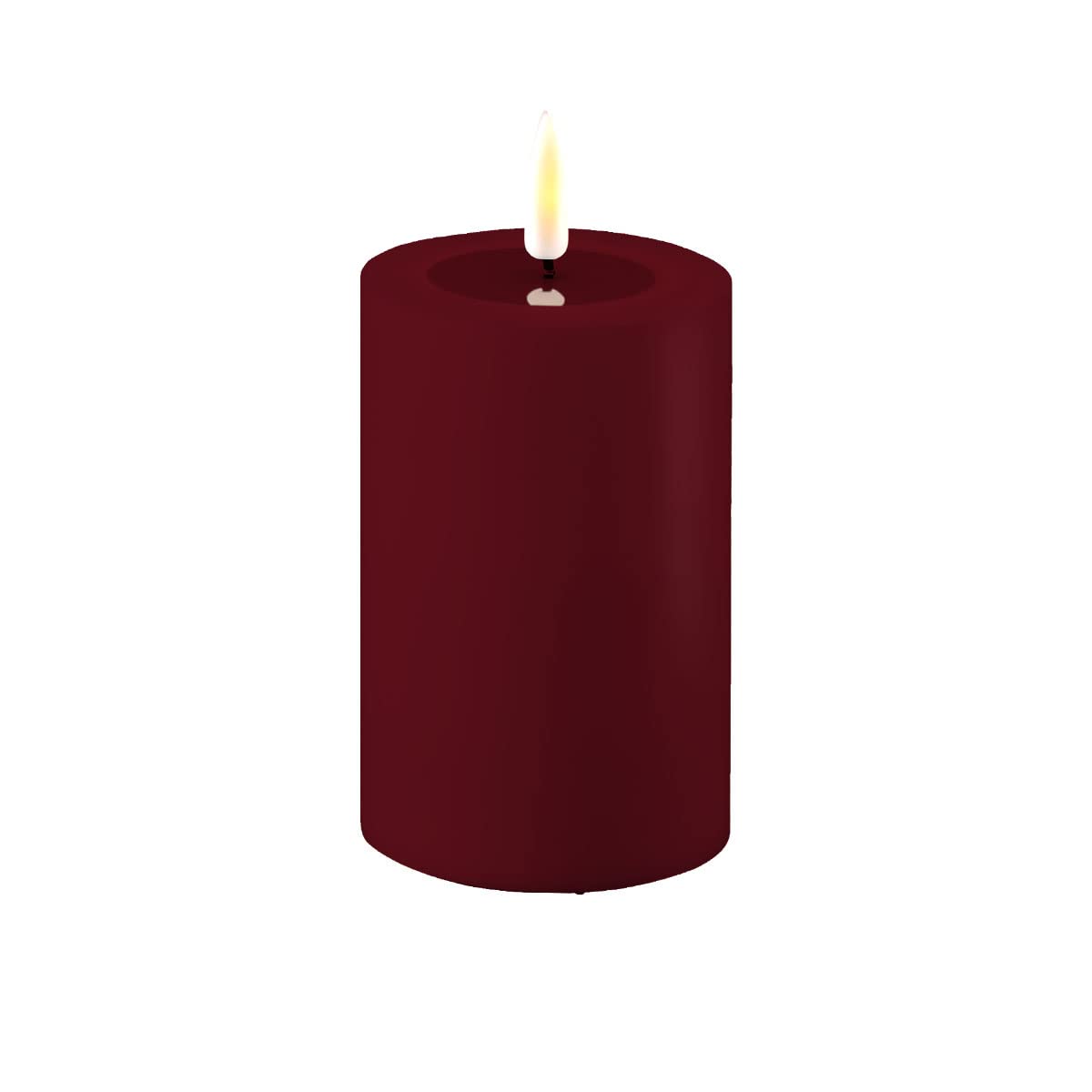 ReWu LED Kerze Deluxe Homeart, Outdoor LED Kerze (Kunststoff – Kein Echtwachs) mit realistischer Flamme, warmweißes Licht, Hitzebeständig für den Aussenbereich– (Bordeaux)