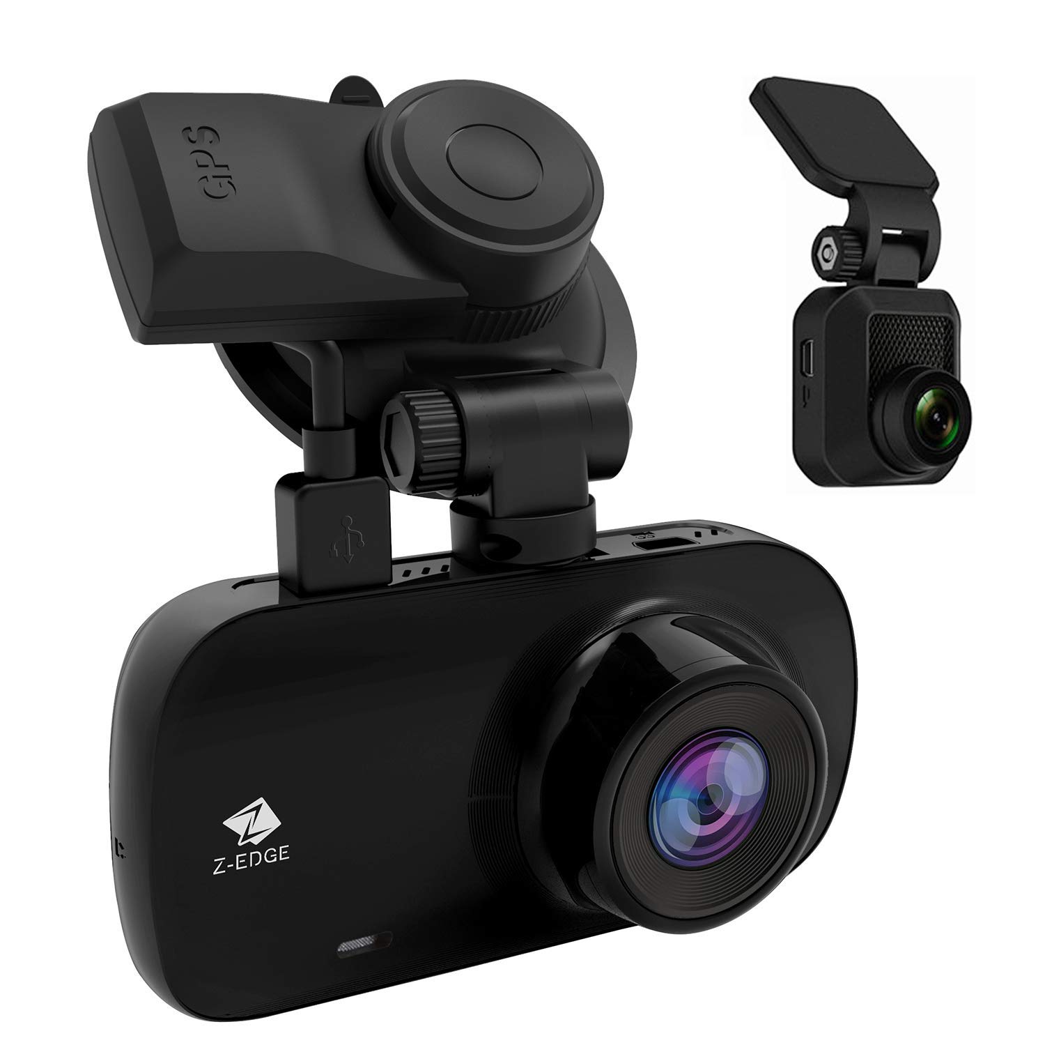 Z-Edge GPS WiFi Dashcam Dual Autokamera Frontkamera 2K & Heckkamera Full HD 1080P 2,7 Zoll LCD Bildschirm, 155° Weitwinkelobjektiv, Loop-Aufnahme, WDR, G-Sensor, Parküberwachung [2023 Upgrade Version]