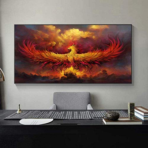 YHJJ Kunstplakat Vogel Phoenix Bild Tier Poster und Phoenix Bilder für Wohnzimmer Dekor70x140cm ohne Rahmen