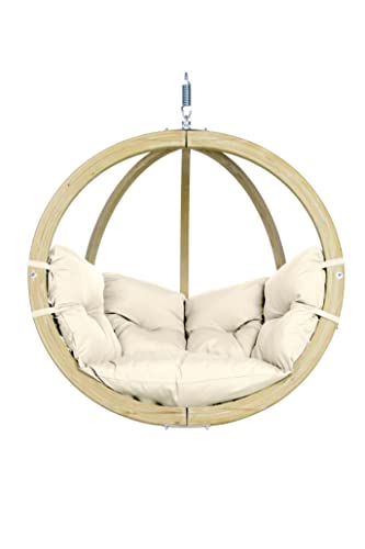 AMAZONAS Hängesessel in edlem Design Globo Chair Natura aus FSC Fichtenholz wetterfest bis 120 kg in Weiß