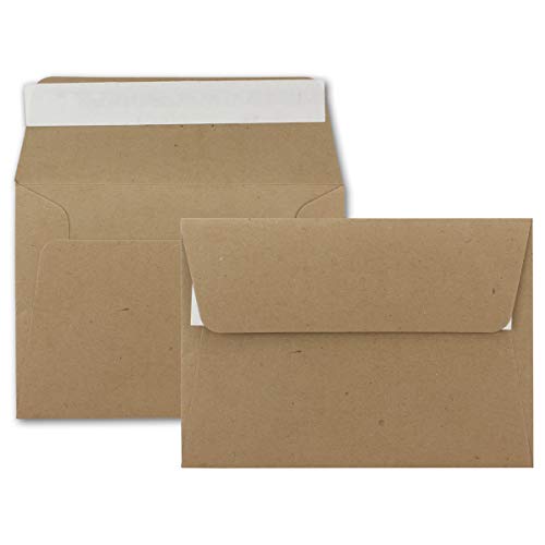 500x Briefumschläge Sandbraun DIN C6 Format 11,4 x 16,2 cm - Haftklebung - Kuverts ohne Fenster - Weihnachten, Gutscheine, Grußkarten & Einladungen