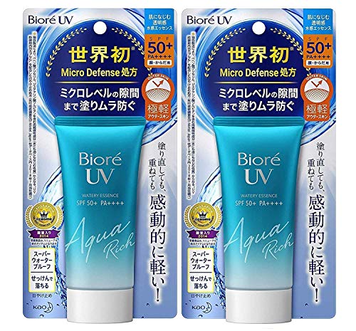 Biore Sarasara UV Aqua Rich Watery Essence Sunscreen SPF50+ PA+++ 50g (Pack of 2)