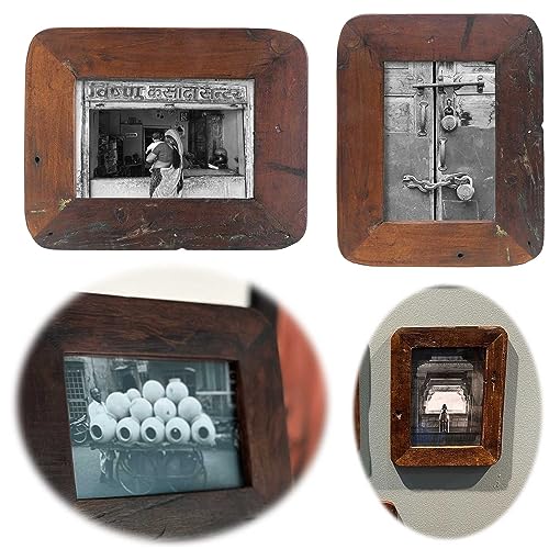 LS-LebenStil Vintage Bilderrahmen Dehli 10x15cm Fund-Holz Recycelt Fotorahmen Retro