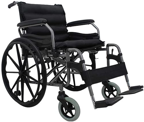 Leichter manueller Rollstuhl mit großen Rädern, klappbarer Transportstuhl mit Fußstützen für ältere, behinderte und behinderte Benutzer