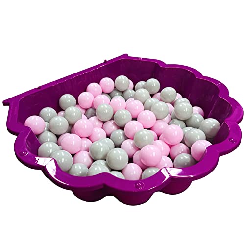 TikTakToo Sand & und Wassermuschel I Sandkasten mit gefüllt mit 100 Euromatic Spielbällen (1-teilig) (magenta/rosa/grau)