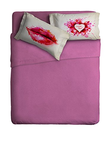 Ipersan Betttuch und Kissenbezug Glamour rosa/grau 260 x 300 cm + 2/52 x 83 cm