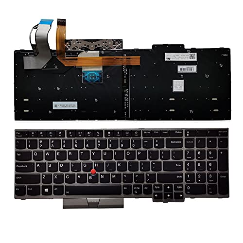 Laptop-Ersatz-Tastatur mit US-Layout, Hintergrundbeleuchtung, für Thinkpad E580 L580 T590 E590 L590, P52 P72 P53 P73, silberfarbener Rahmen