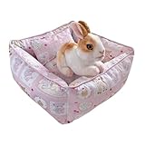 Ymid Select Handgefertigtes kleines Haustierbett für Kaninchen, Kaninchen, Kätzchen, Welpen, Meerschweinchen, Ratten, Chinchillas mit Kissen, gemütliches Schlafbett für kleine Tiere (Rosa)