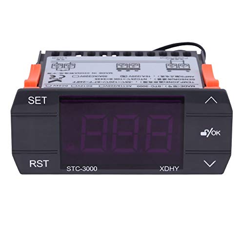 Nikou Temperaturregler (110 V-220 V) Stc-3000 Thermostat Digitalanzeige Pid Dual Intelligenter 220 V Mikrocomputer mit Sensor (Größe: 30a)